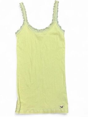 Hollister Lace-Trim Tank Top Yellow Y2K
